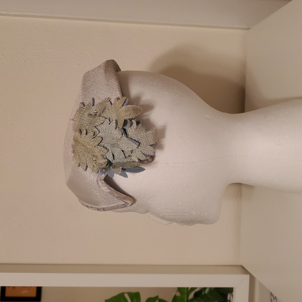 1950s Lucy Pale Dusty Baby Blue Rhinestone Flower Retro Vintage Cockta Hat Pinup - Picture 5 of 11